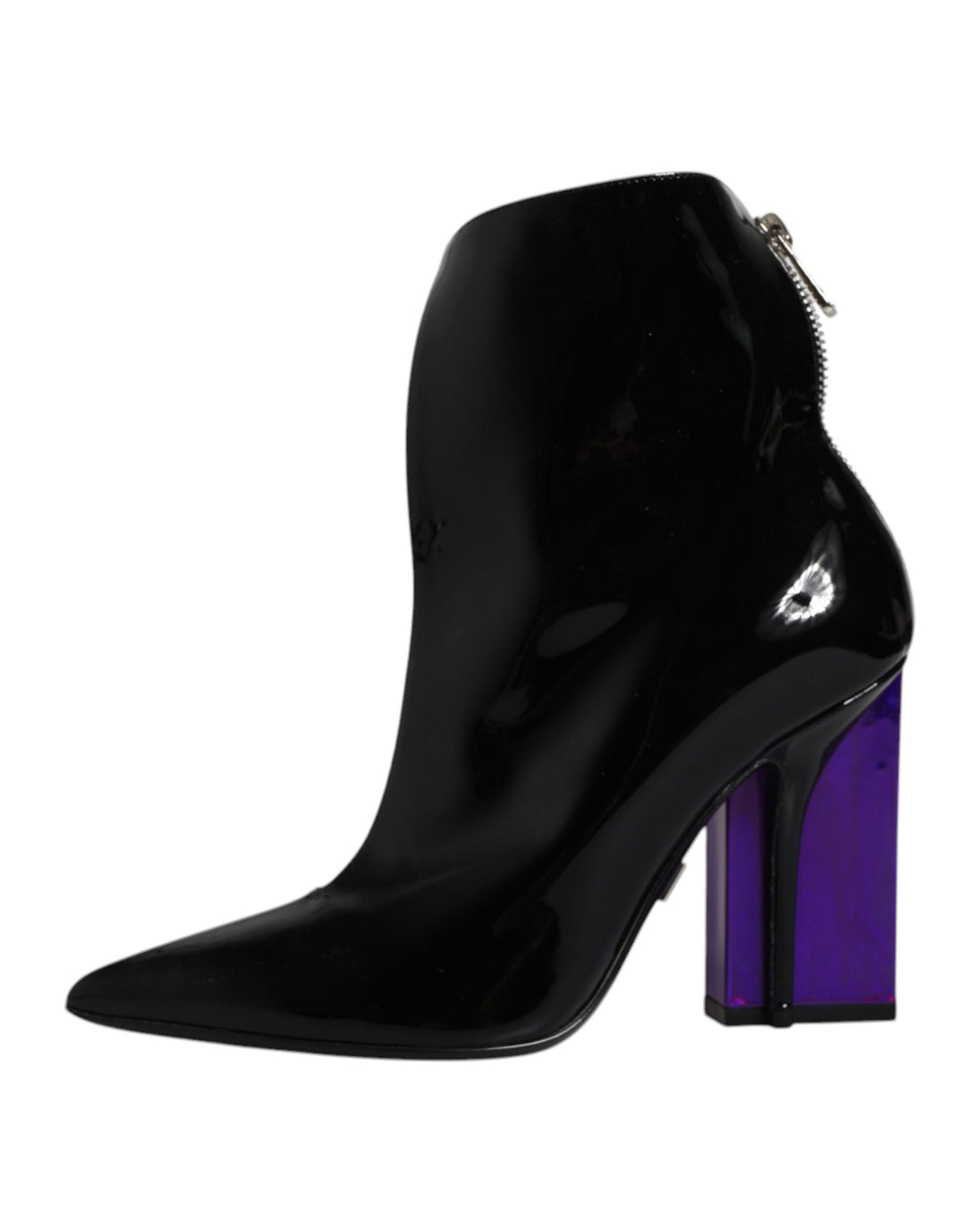 Dolce &amp; Gabbana Purple Black Pointed Ankle Boots Shoes