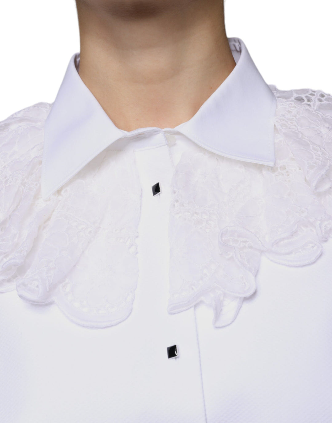Dolce &amp; Gabbana White Cotton Poplin Shirt Dress Blouse Top