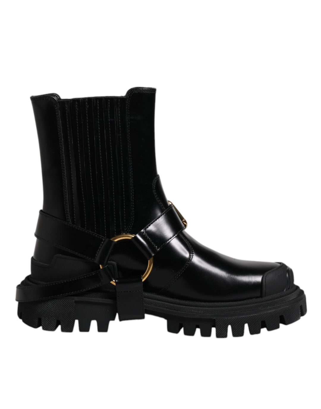 Chaussures de randonnée extensibles à enfiler en cuir noir Dolce &amp;amp; Gabbana