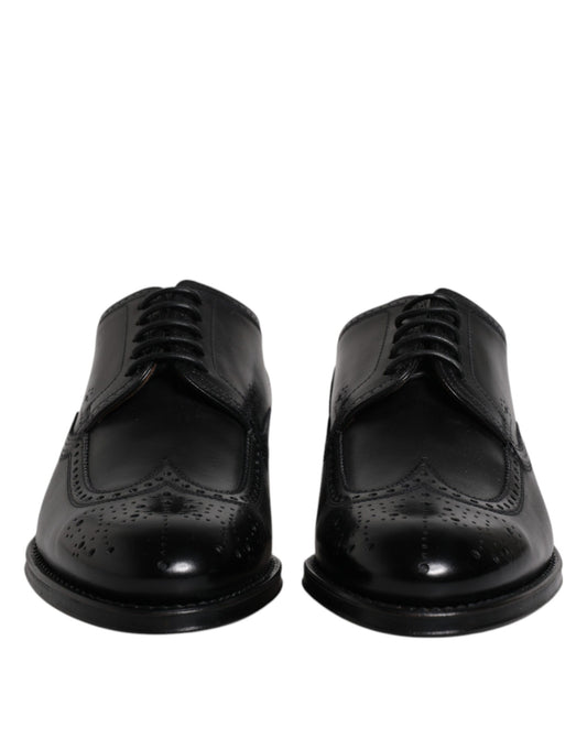Chaussures habillées Derby en cuir noir Dolce &amp; Gabbana