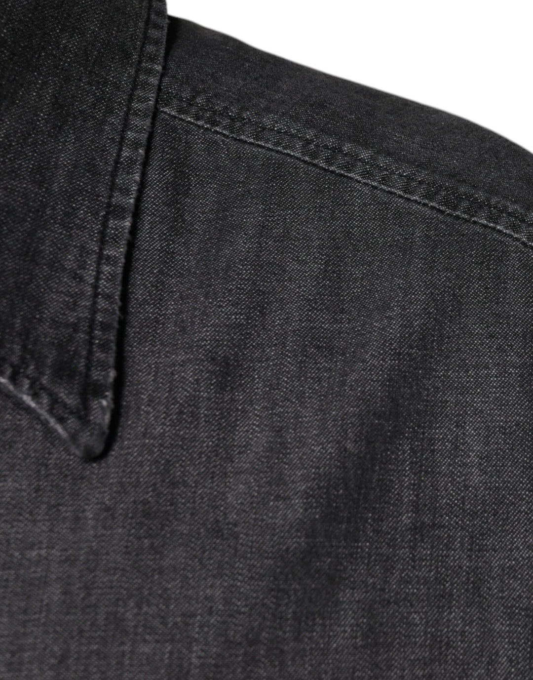 Dolce &amp; Gabbana Black Logo Cotton Button Down Denim Shirt