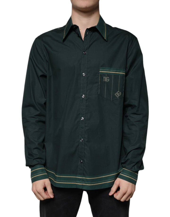 Dolce &amp; Gabbana Green Logo Long Sleeve MARTINI Casual Shirt