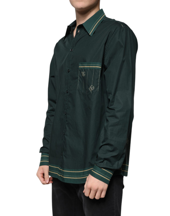 Dolce &amp; Gabbana Green Logo Long Sleeve MARTINI Casual Shirt