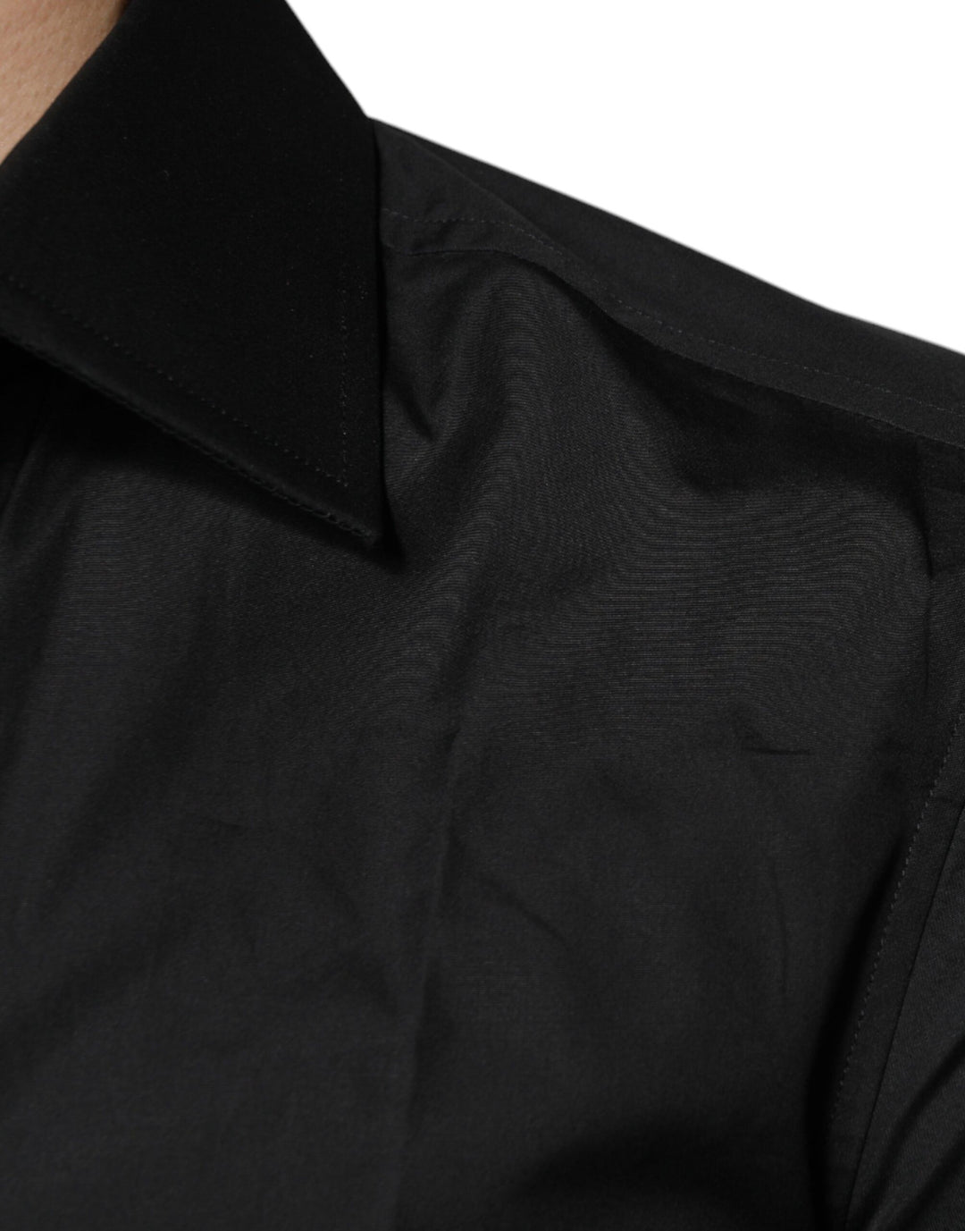 Dolce &amp; Gabbana Black Cotton Formal Long Sleeves Dress Shirt