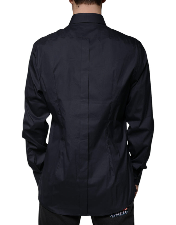 Dolce &amp; Gabbana Black Cotton Blend Formal GOLD Dress Shirt