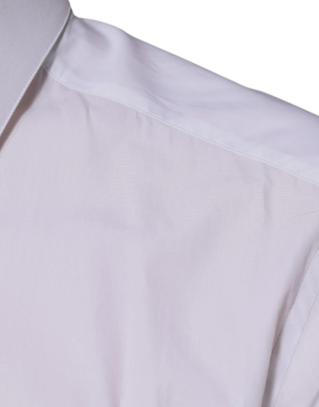 Dolce &amp; Gabbana White Cotton Logo Formal Men GOLD Dress Shirt