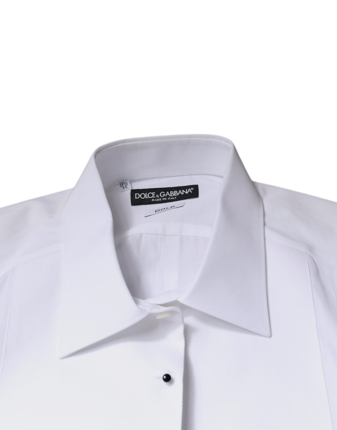 Dolce &amp; Gabbana White Bib Cotton Poplin GOLD Formal Shirt