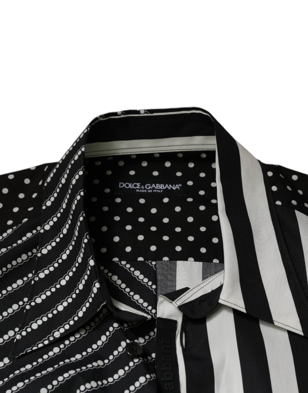 Dolce &amp; Gabbana Black White Striped Button Down Casual Shirt