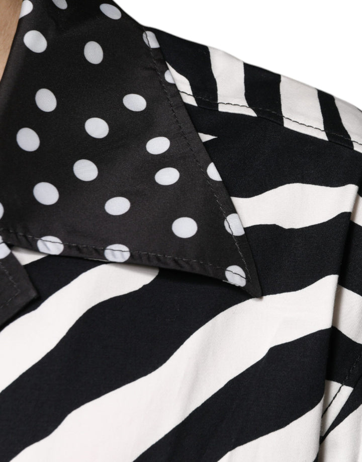 Dolce &amp; Gabbana Black White Zebra Button Down Oversize Shirt