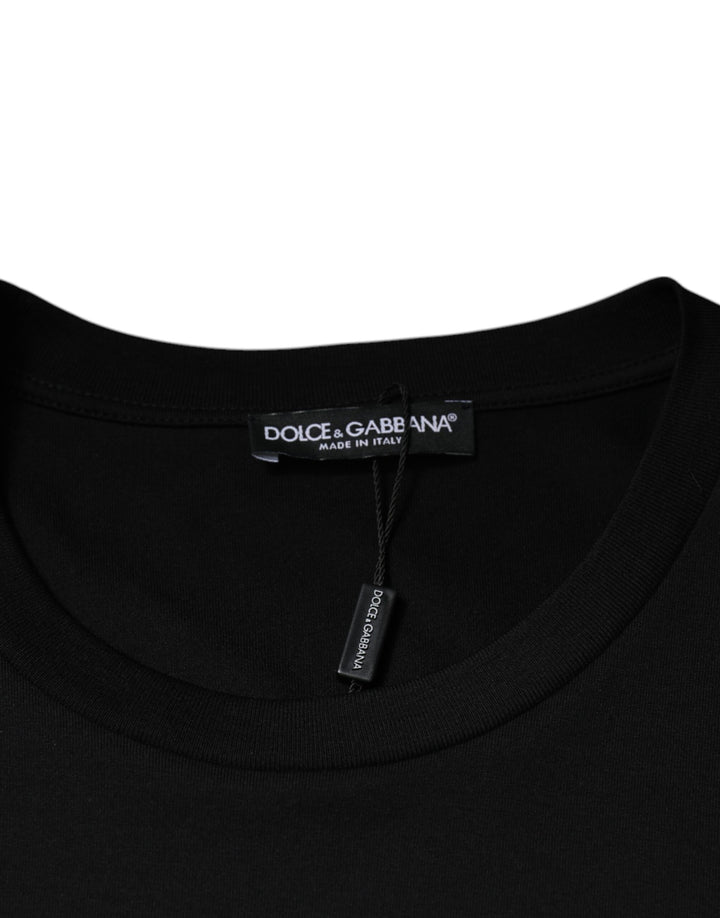 Dolce &amp; Gabbana Black Cotton Crew Neck Short Sleeves T-shirt