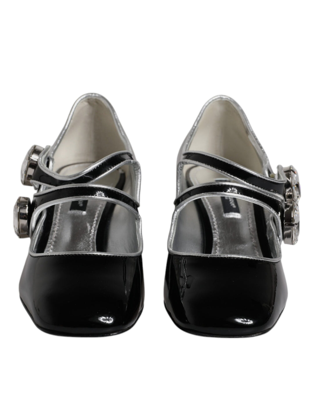 Dolce &amp; Gabbana Black Patent Leather Crystal Mary Jane Pumps Shoes