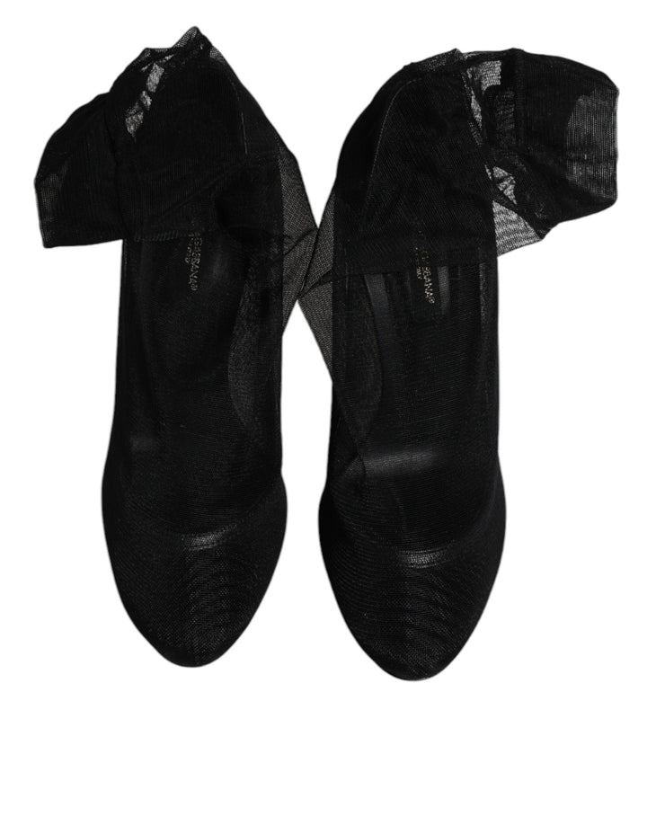 Bottes style chaussettes en maille de nylon noir Dolce &amp;amp; Gabbana