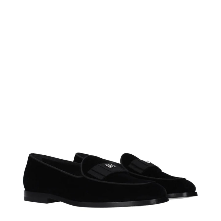 Dolce & Gabbana Black Velvet Slip-On Loafers