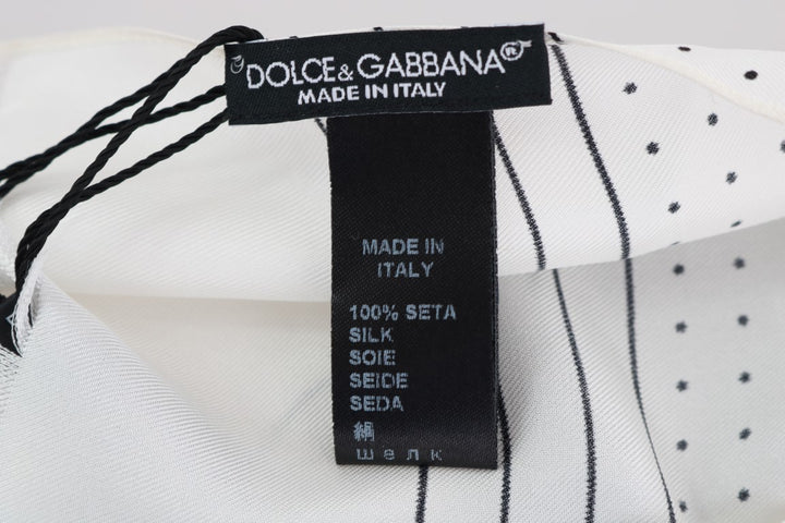 Dolce &amp; Gabbana White Polka Dotted Silk Skinny Scarf