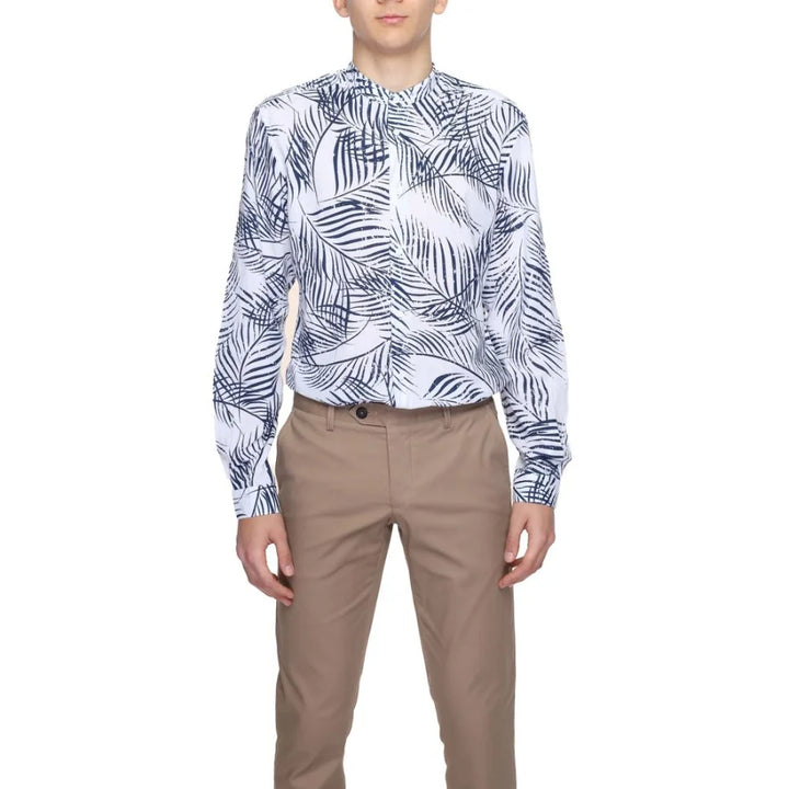 Antony Morato Blue Cotton Pattern Shirt