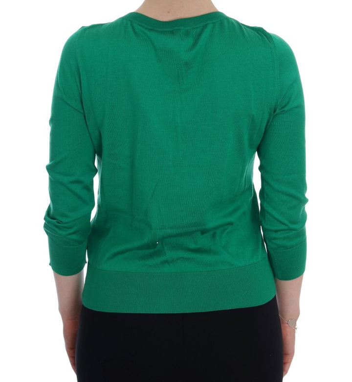Pull en soie vert à ornements Dolce &amp; Gabbana