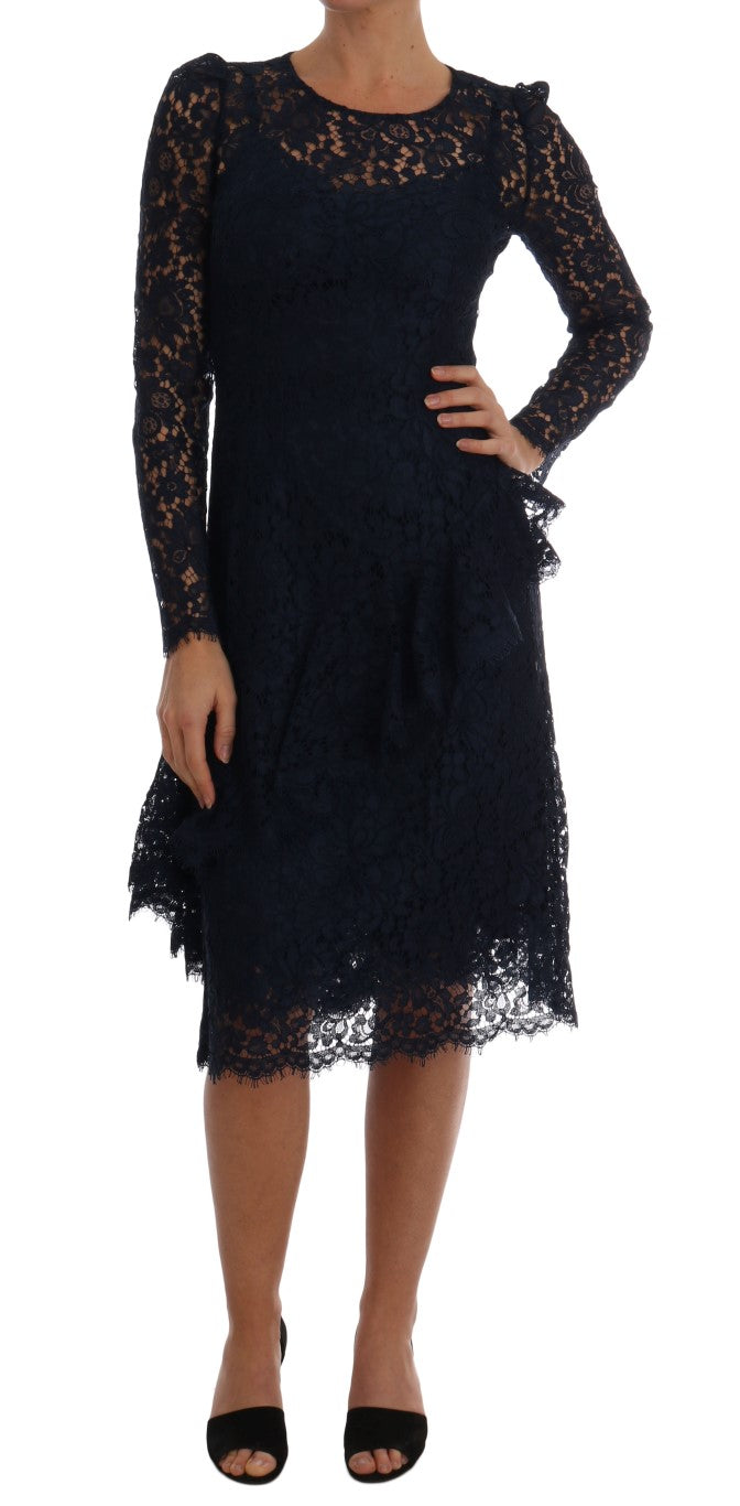 Dolce &amp; Gabbana Blue Taormina Floral Lace Sheath Dress