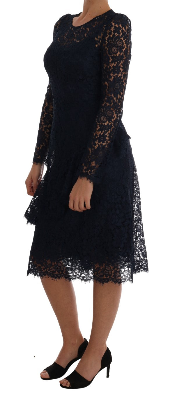 Dolce &amp; Gabbana Blue Taormina Floral Lace Sheath Dress