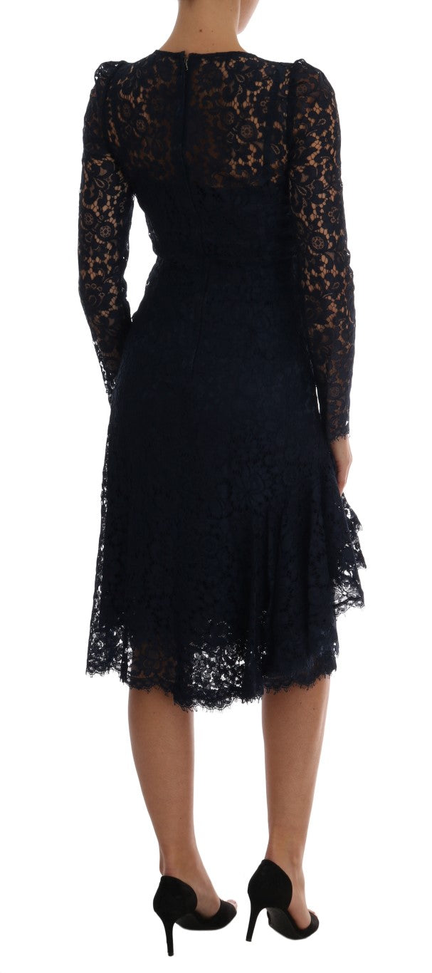 Dolce &amp; Gabbana Blue Taormina Floral Lace Sheath Dress