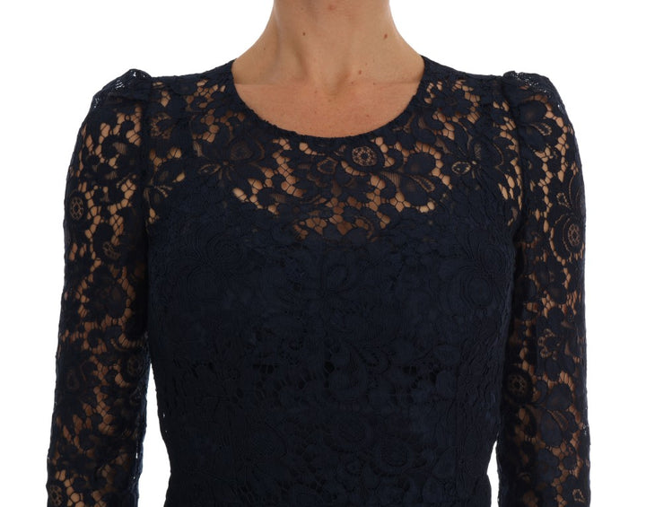 Dolce &amp; Gabbana Blue Taormina Floral Lace Sheath Dress