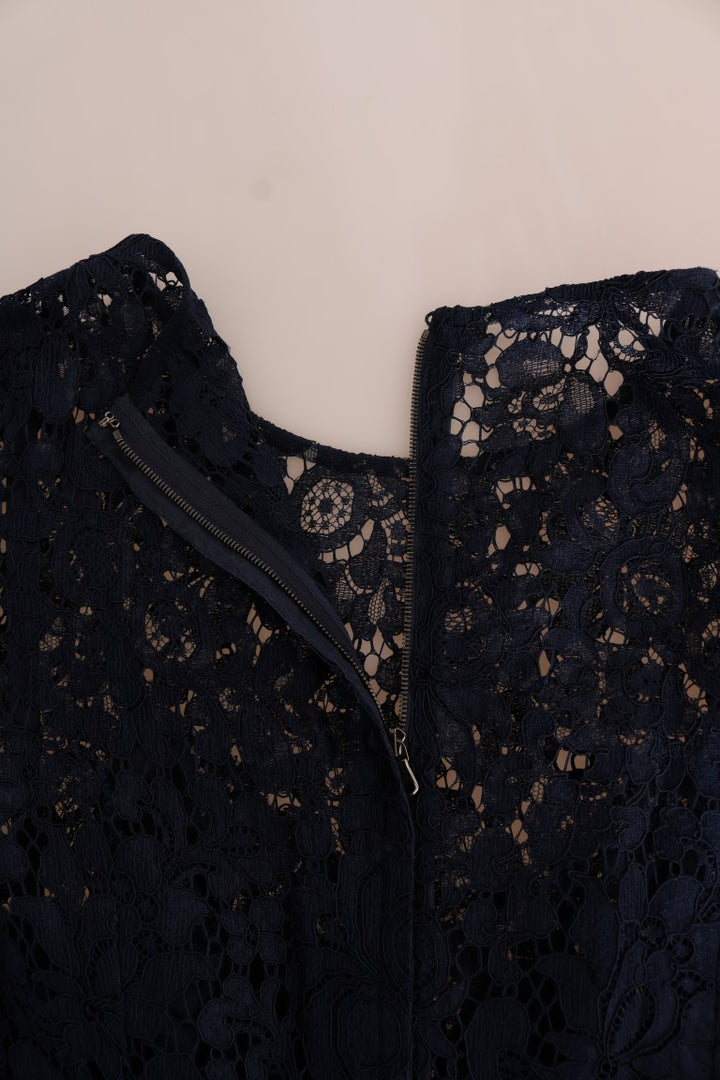 Dolce &amp; Gabbana Blue Taormina Floral Lace Sheath Dress