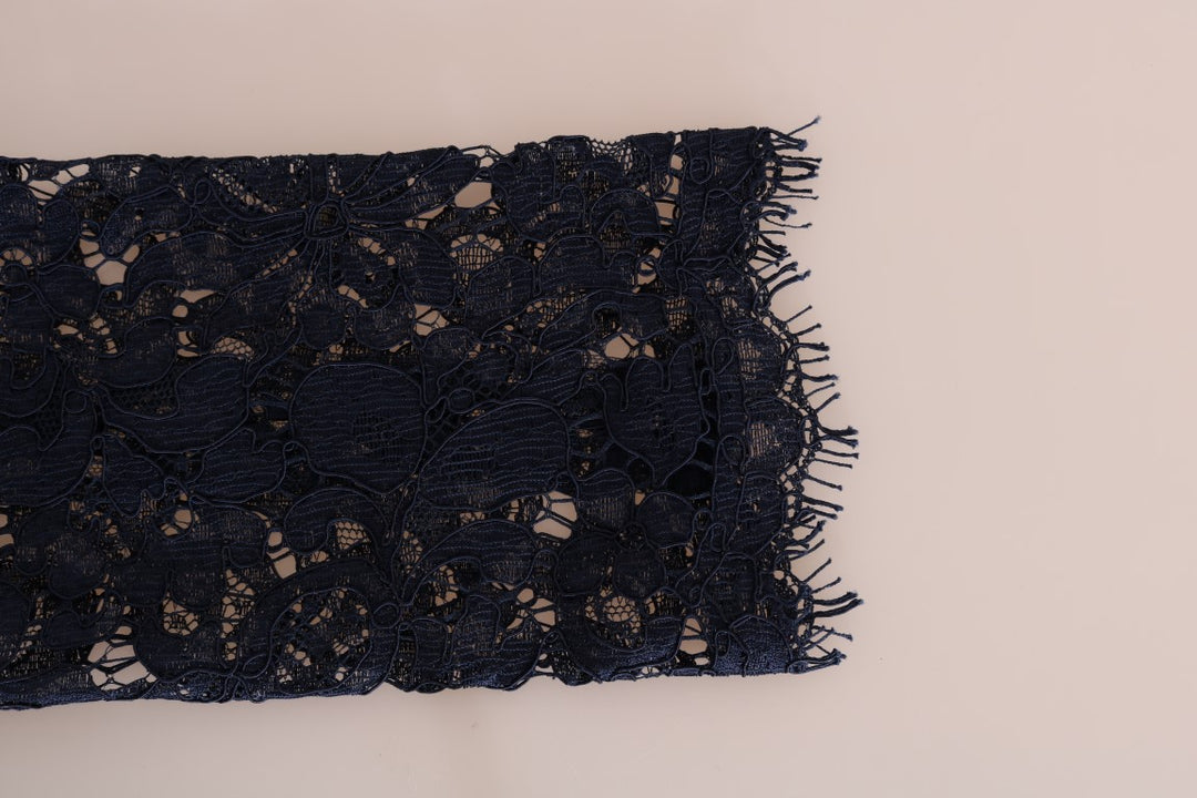 Dolce &amp; Gabbana Blue Taormina Floral Lace Sheath Dress