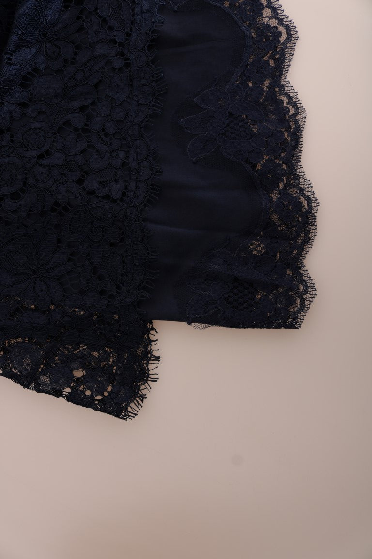 Dolce &amp; Gabbana Blue Taormina Floral Lace Sheath Dress