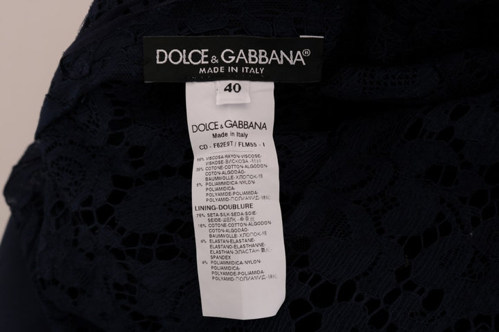 Dolce &amp; Gabbana Blue Taormina Floral Lace Sheath Dress