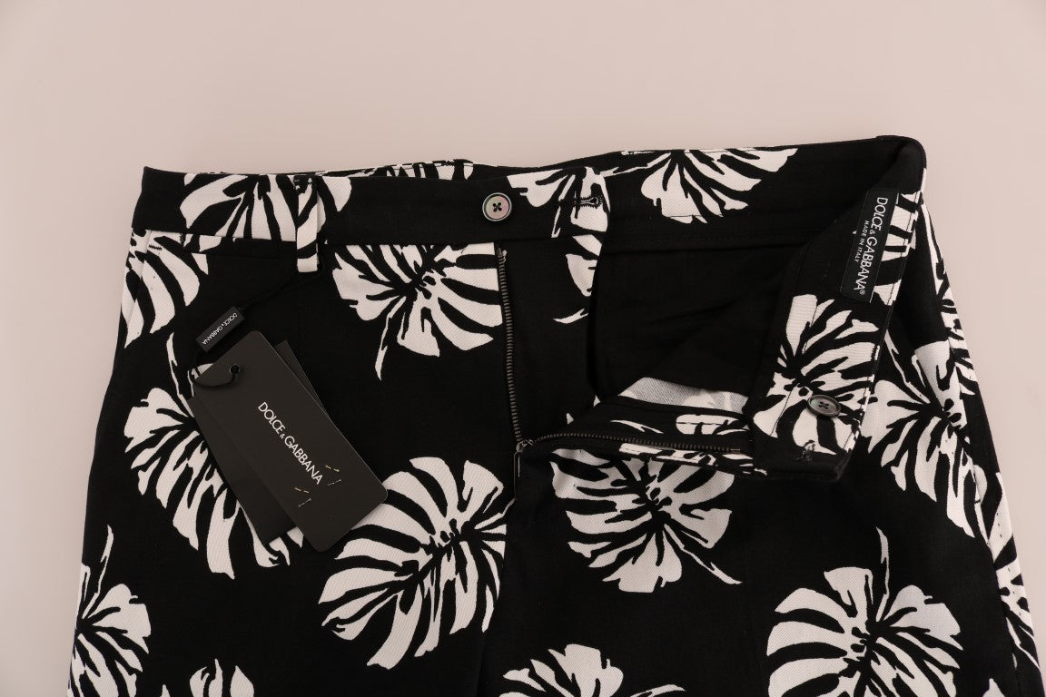 Pantalones de vestir ajustados con estampado de hojas de Dolce Gabbana Italia