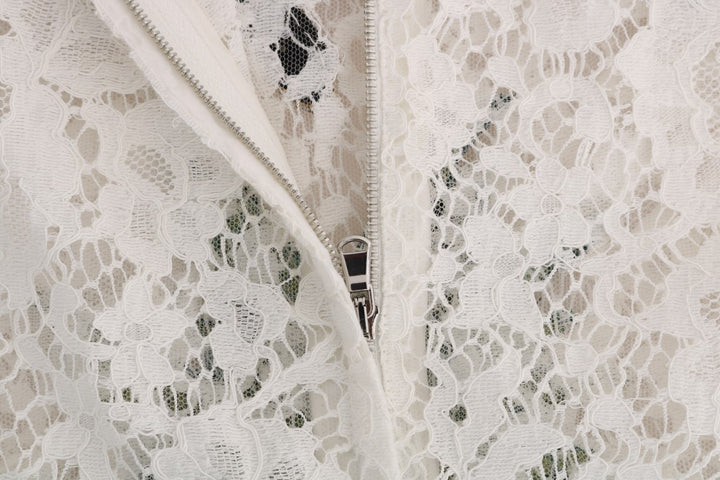 Dolce &amp; Gabbana White Crystal Embellished Lace Blouse