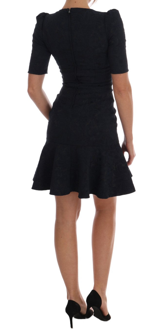 Dolce &amp; Gabbana Black Blue Flare Mini Dress women’s dress