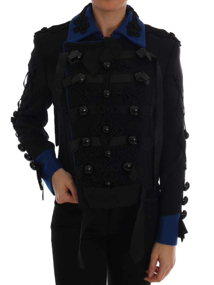 Chaqueta corta gabardina azul y negra Sensation de Dolce Gabbana