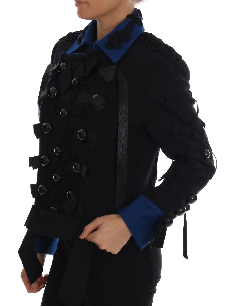 Chaqueta corta gabardina azul y negra Sensation de Dolce Gabbana