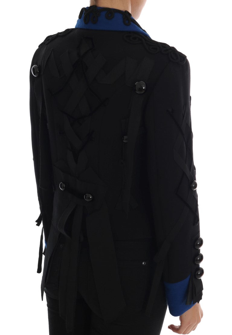 Chaqueta corta gabardina azul y negra Sensation de Dolce Gabbana