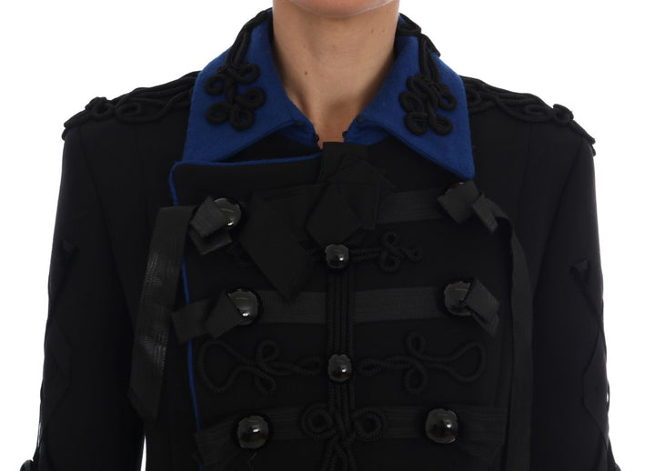 Chaqueta corta gabardina azul y negra Sensation de Dolce Gabbana