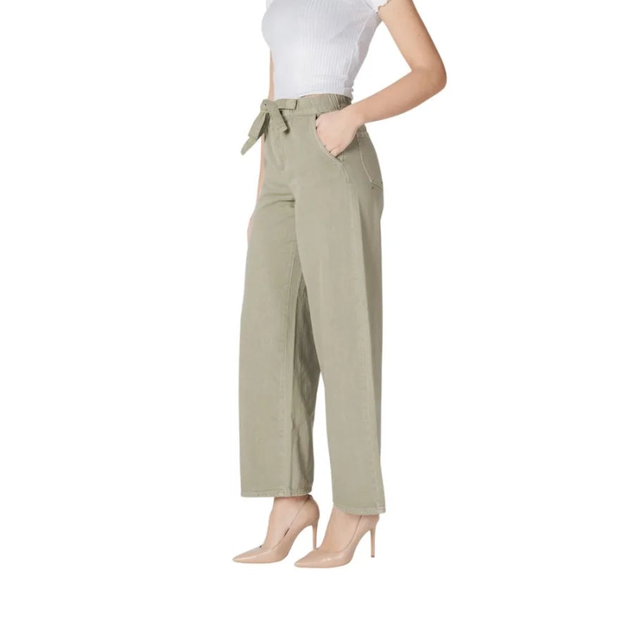 Only Green Cotton Casual Pants