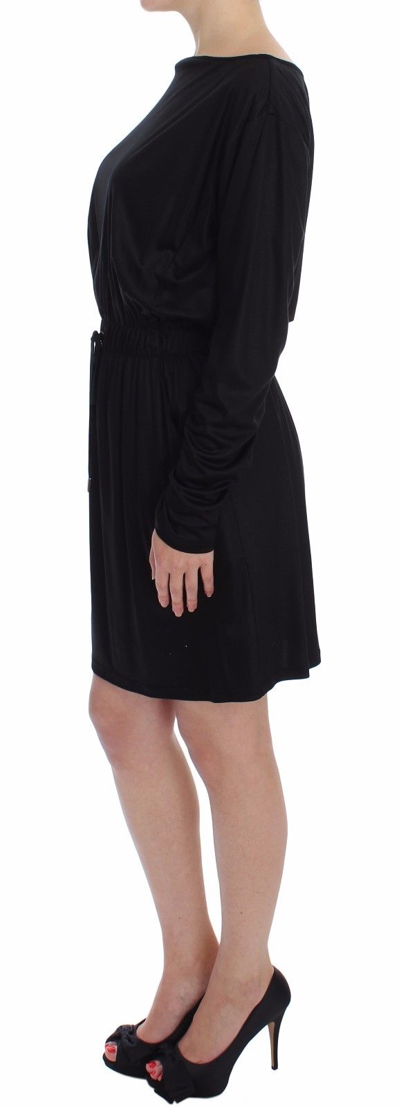 Versace Jeans Black Modal Silk Shift Knee Dress women’s dress