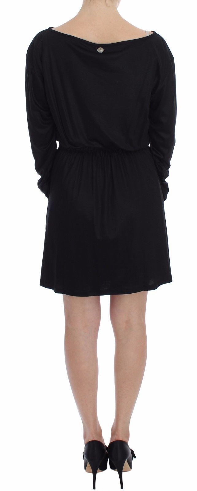 Versace Jeans Black Modal Silk Shift Knee Dress women’s dress