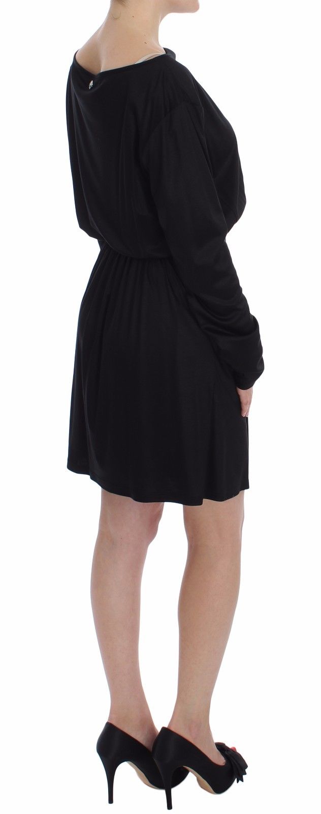 Versace Jeans Black Modal Silk Shift Knee Dress women’s dress