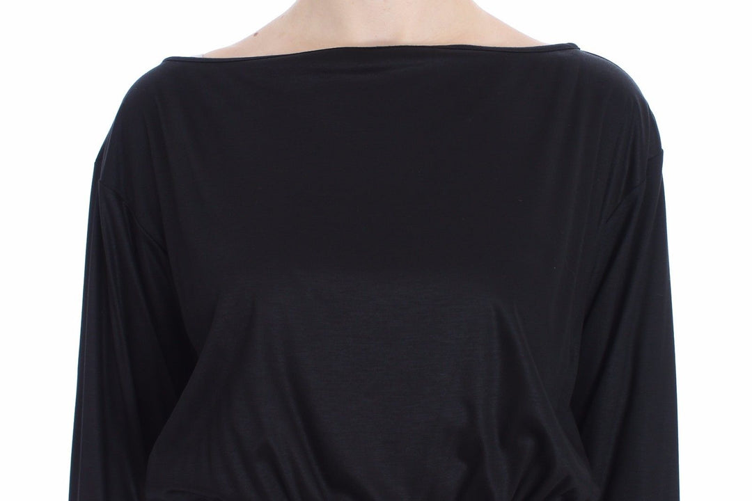 Versace Jeans Black Modal Silk Shift Knee Dress women’s dress