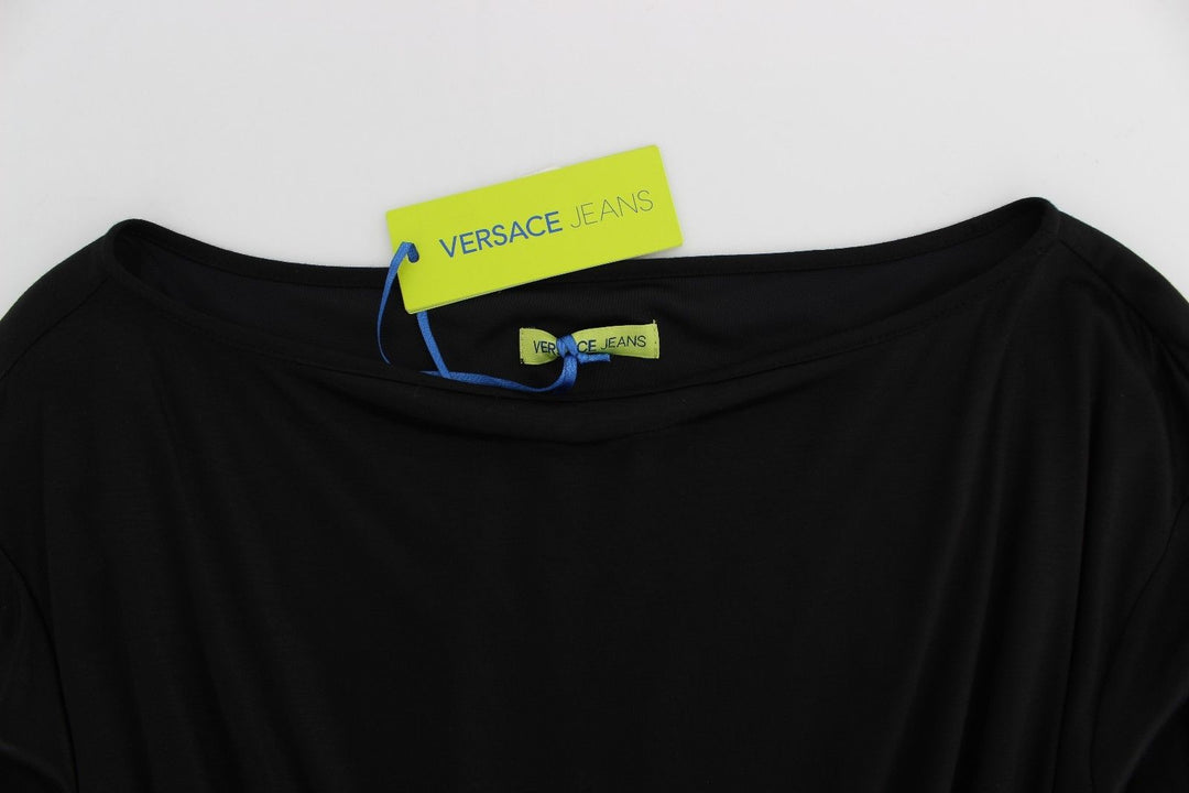 Versace Jeans Black Modal Silk Shift Knee Dress women’s dress