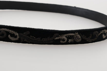 Dolce & Gabbana Black Cotton Royal Bee Embroidery Belt