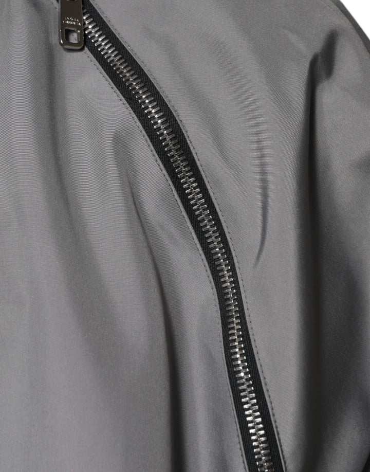 Dolce &amp; Gabbana Gray Polyester Hooded Men Full Zip Jacket