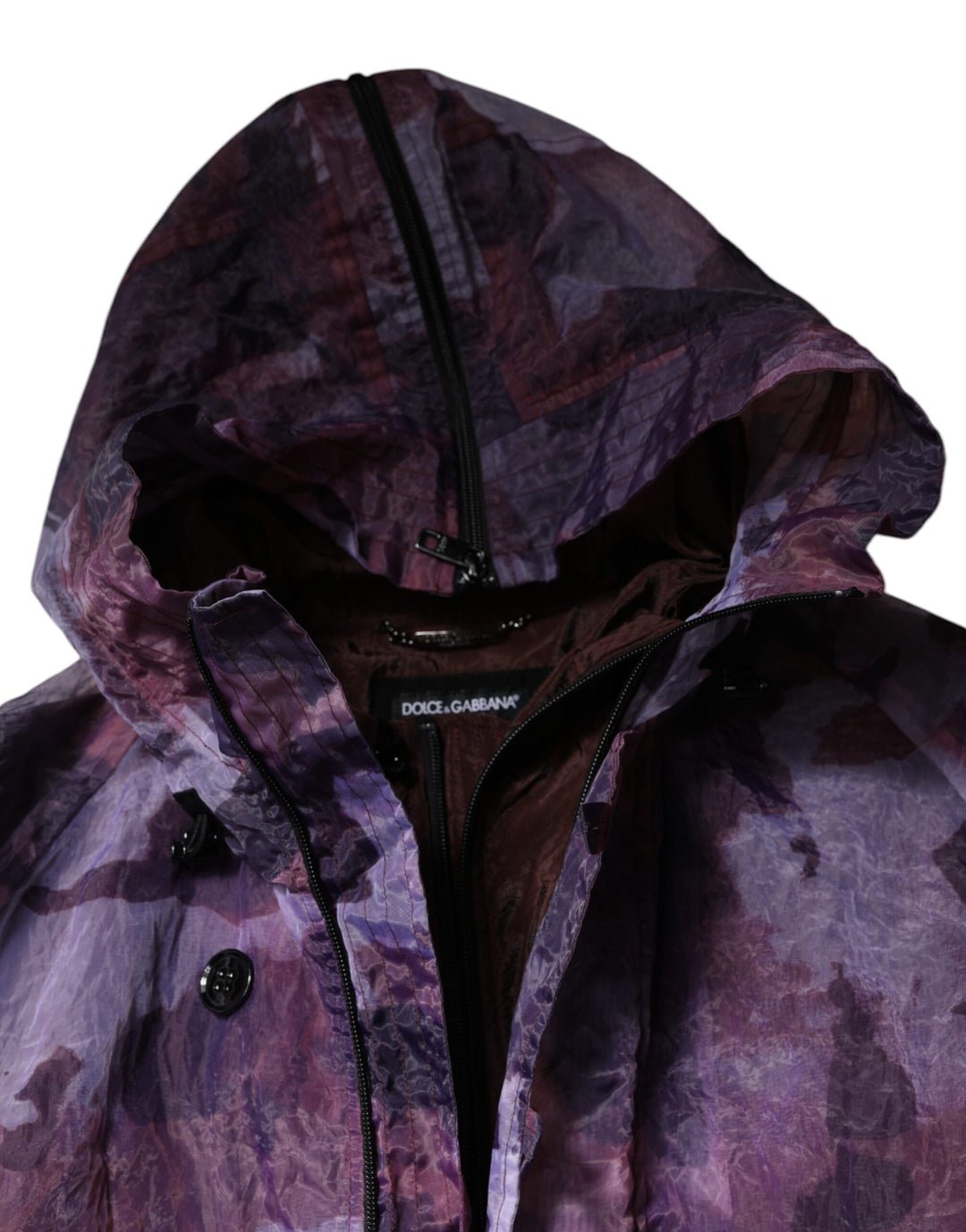 Dolce &amp; Gabbana Purple Camouflage Hooded Men Blouson Jacket