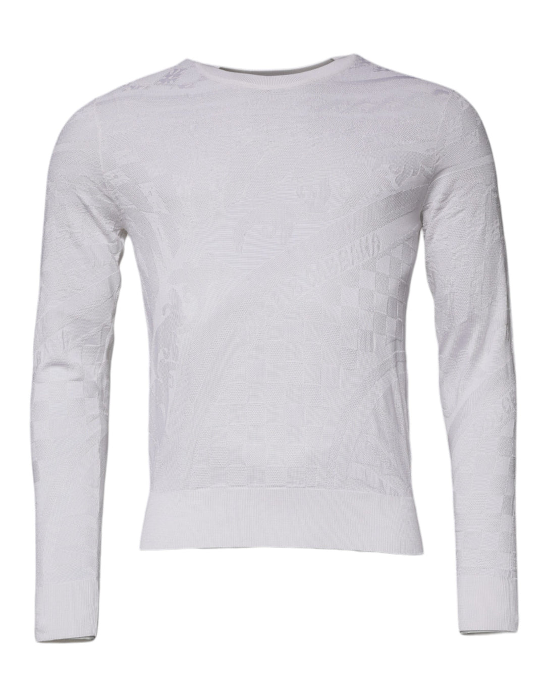 Dolce &amp; Gabbana White Silk Crew Neck Men Pullover Sweater