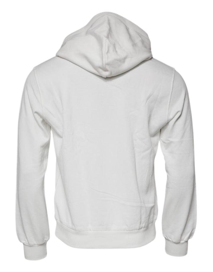 Dolce &amp; Gabbana White Caesar Cotton Hooded Pullover Sweater