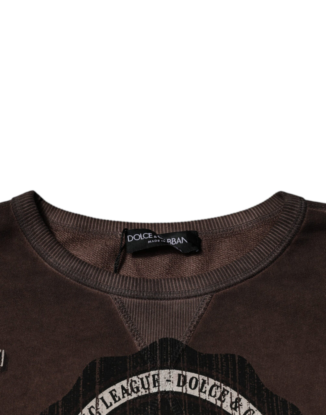 Dolce &amp; Gabbana Brown Logo Print Crew Neck Pullover Sweater