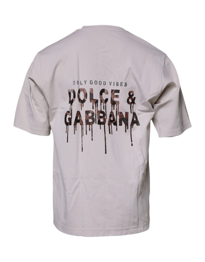 Dolce &amp; Gabbana Beige DG Logo Crew Neck Short Sleeves T-shirt