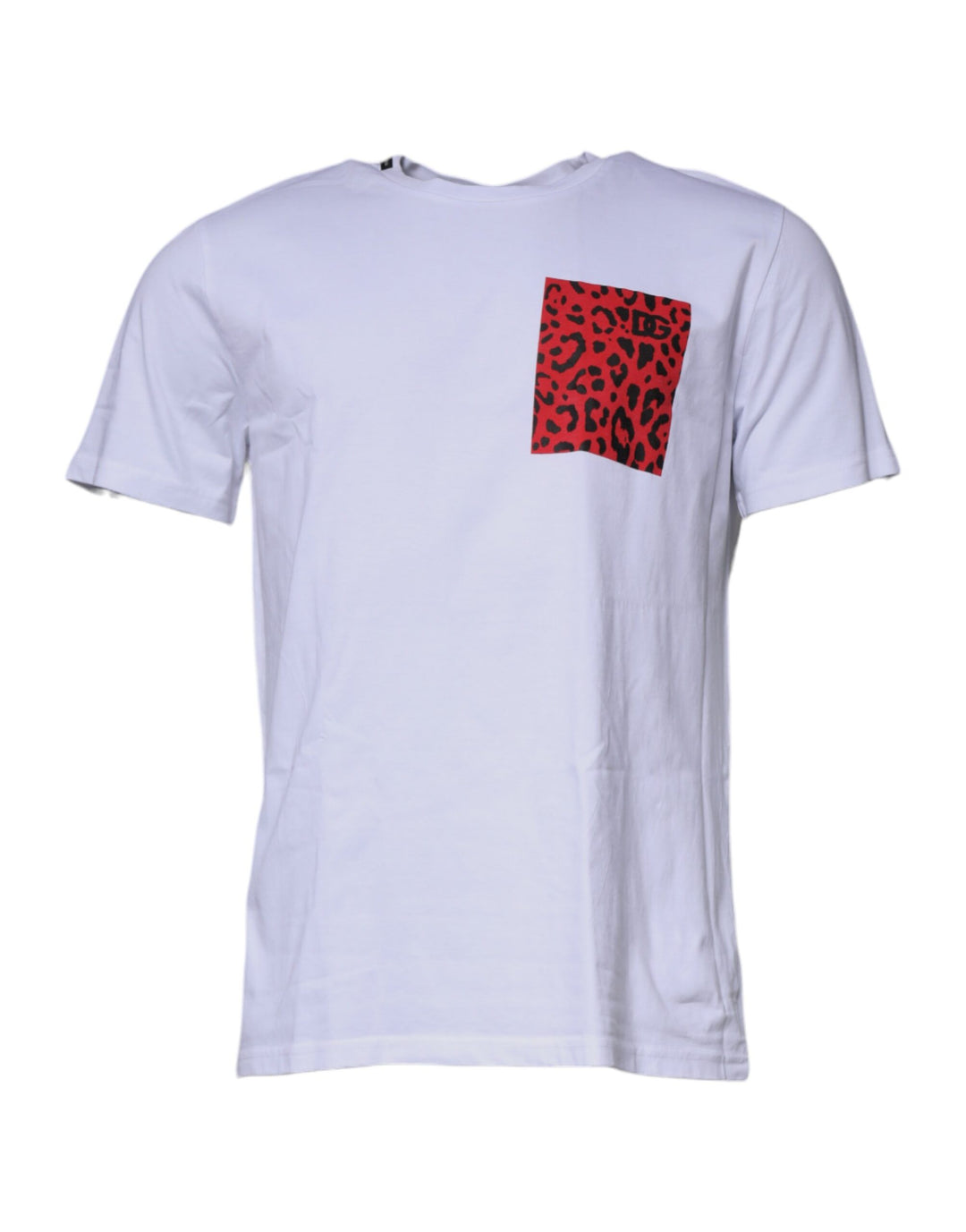 Dolce &amp; Gabbana White Red Leopard Cotton Crew Neck T-shirt