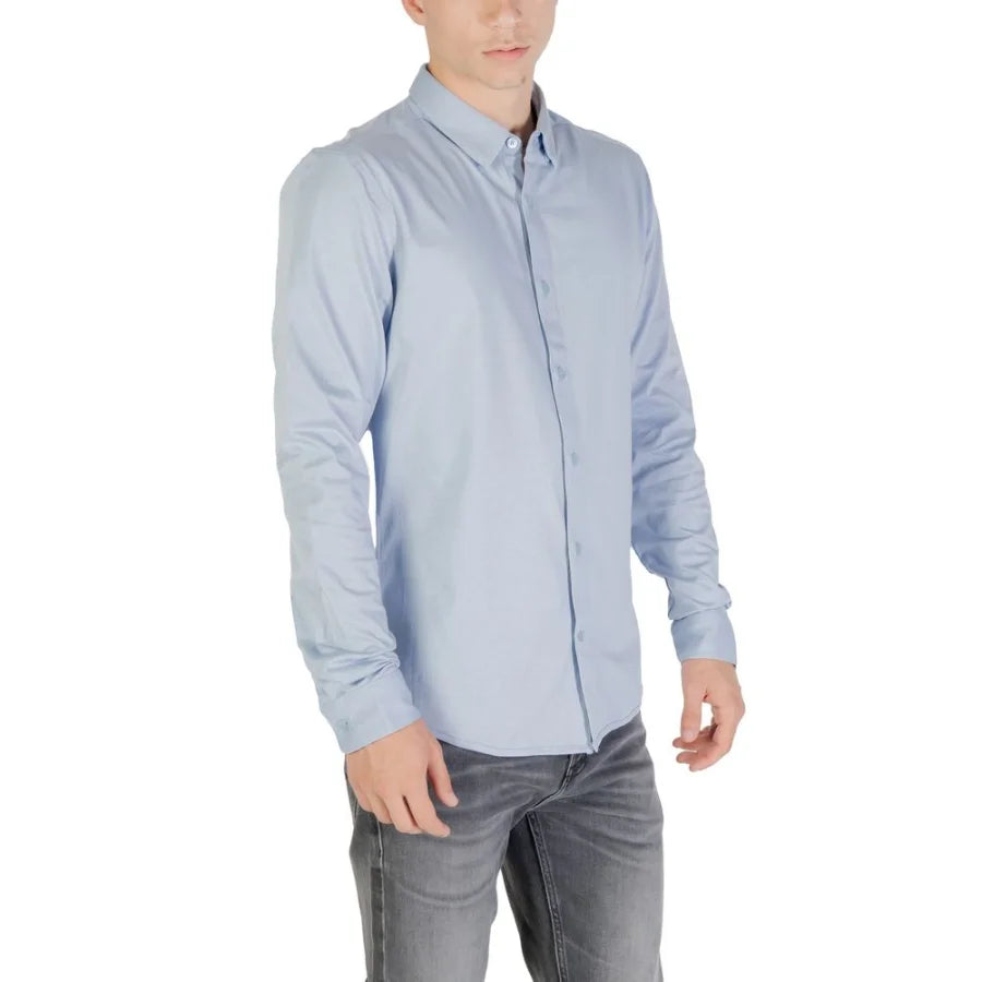 Only & Sons Blue Cotton Dress Shirt